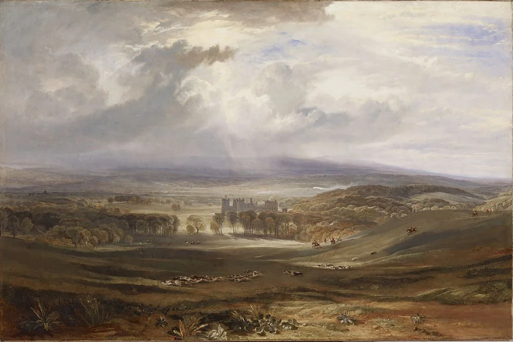 J.M.W. Turner’s interpretation of Raby Castle’s view in the 19th century.