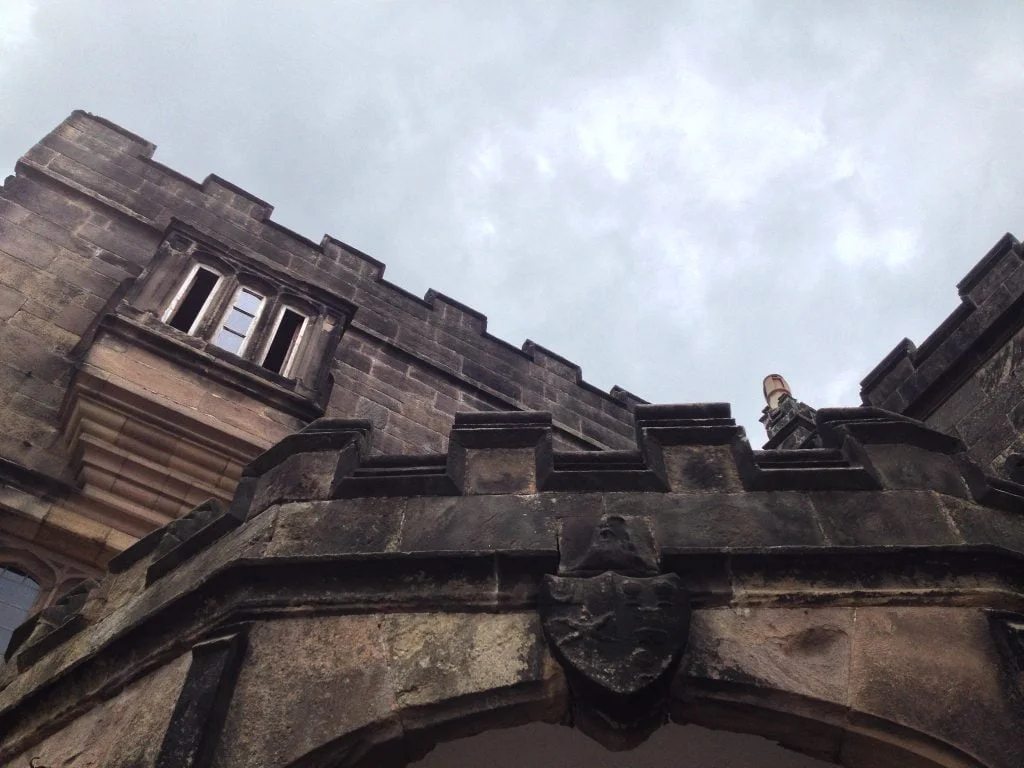 A closer look of Ripley Castle tower's structure.