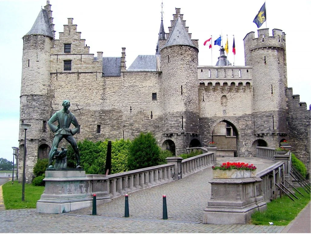 The beautiful facade of Het Steen Castle.