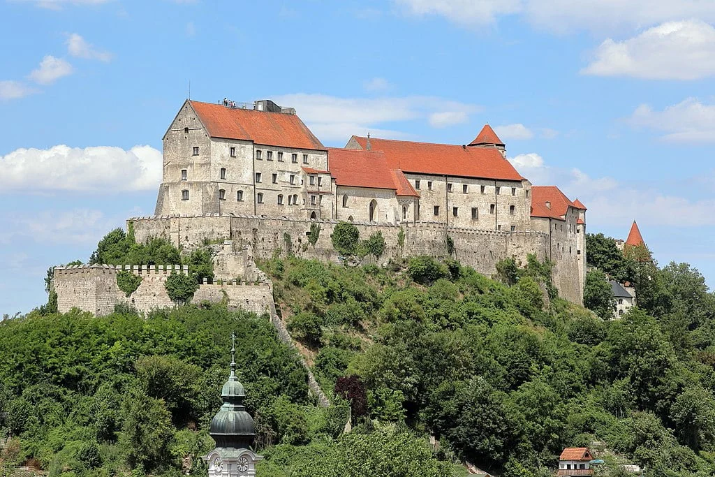 A beautiful view of Burghausen Castle and its lush surroundings.