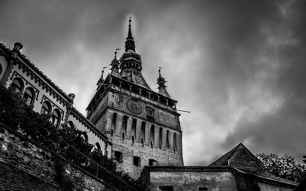 The reaching spires of the Castle of Sighisoara.